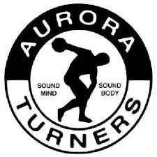 Aurora Turners logo showing a discus thrower and the words Sound Mind Sound Body